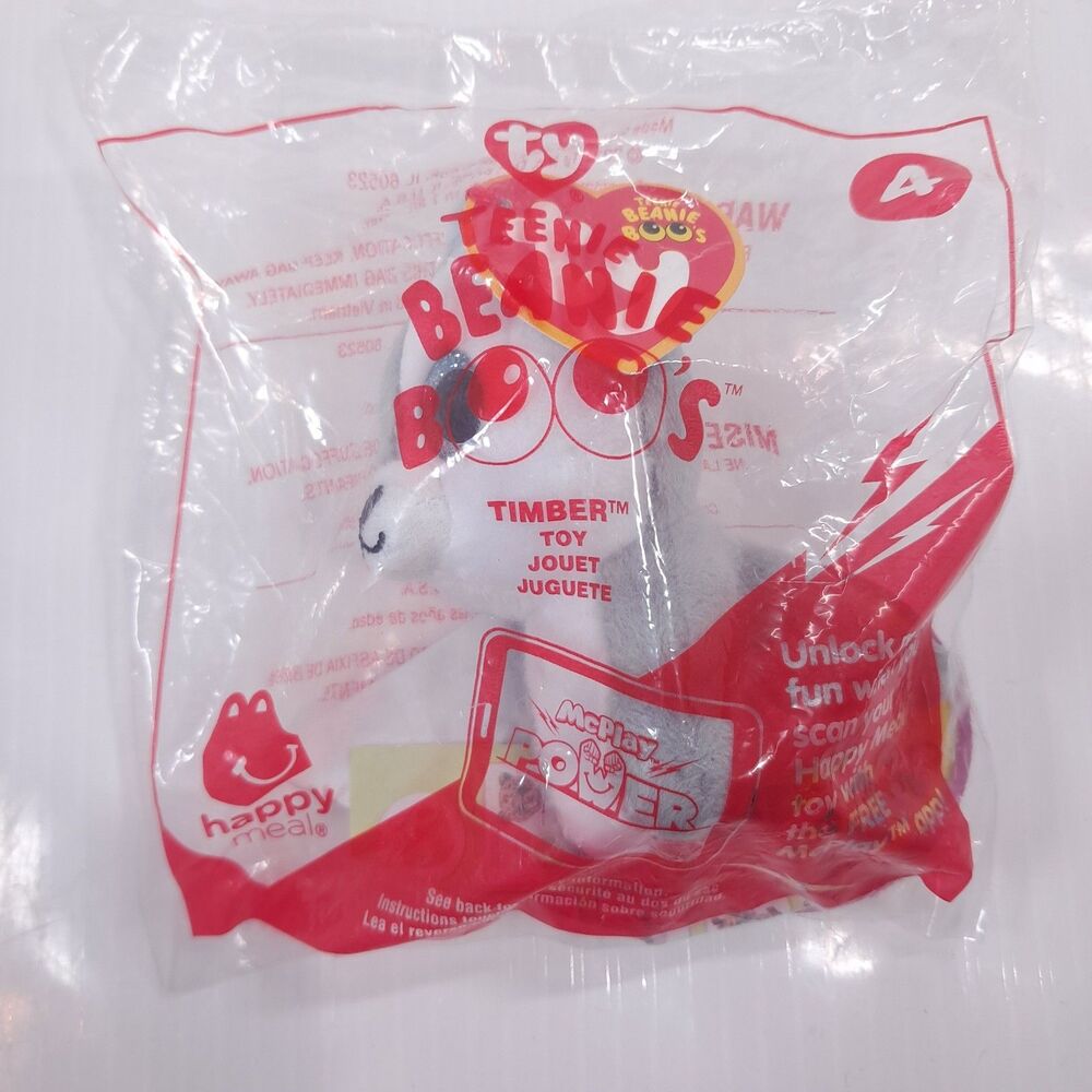 New McDonald's TY Teenie Beanie Boos Timber wolf #4 2017 Plush Stuffed Animal